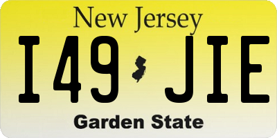 NJ license plate I49JIE
