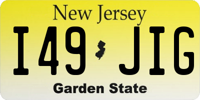 NJ license plate I49JIG
