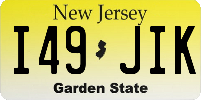 NJ license plate I49JIK