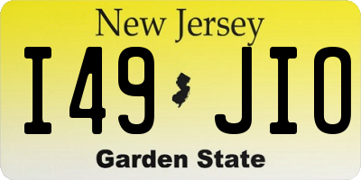NJ license plate I49JIO