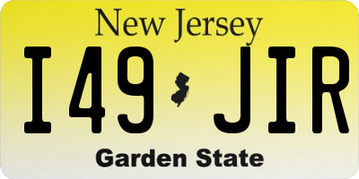 NJ license plate I49JIR