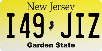 NJ license plate I49JIZ