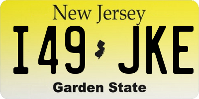 NJ license plate I49JKE