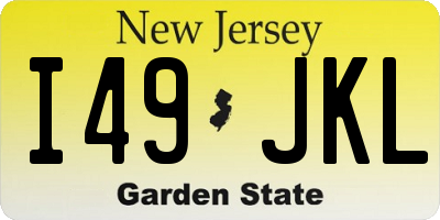 NJ license plate I49JKL