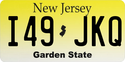 NJ license plate I49JKQ