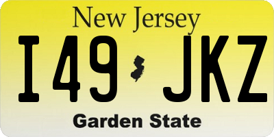 NJ license plate I49JKZ