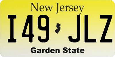 NJ license plate I49JLZ