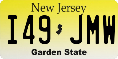 NJ license plate I49JMW
