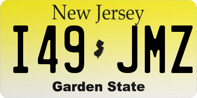 NJ license plate I49JMZ
