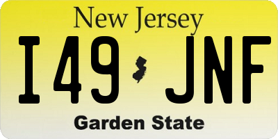NJ license plate I49JNF