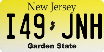 NJ license plate I49JNH