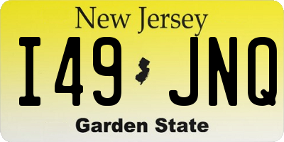NJ license plate I49JNQ