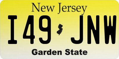 NJ license plate I49JNW