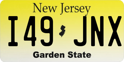 NJ license plate I49JNX