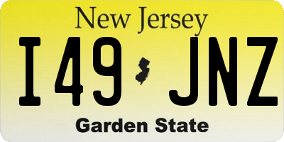 NJ license plate I49JNZ