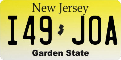 NJ license plate I49JOA