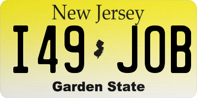 NJ license plate I49JOB