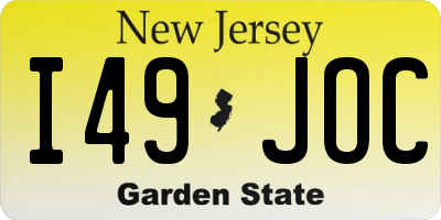 NJ license plate I49JOC
