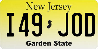 NJ license plate I49JOD