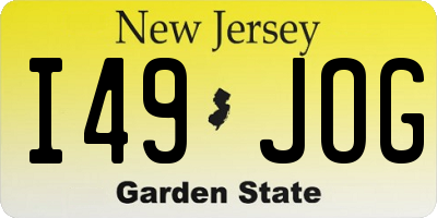 NJ license plate I49JOG