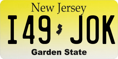 NJ license plate I49JOK