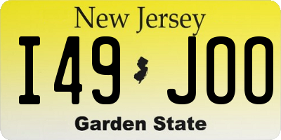 NJ license plate I49JOO