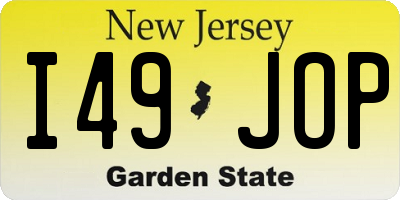 NJ license plate I49JOP