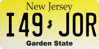 NJ license plate I49JOR