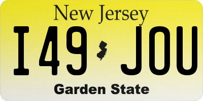 NJ license plate I49JOU