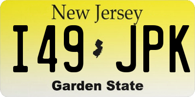NJ license plate I49JPK