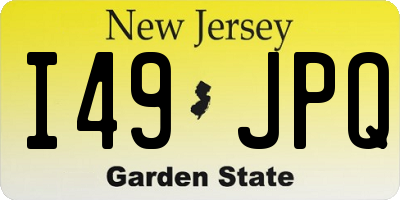 NJ license plate I49JPQ