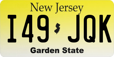 NJ license plate I49JQK