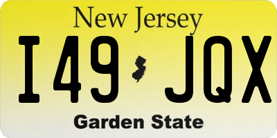 NJ license plate I49JQX
