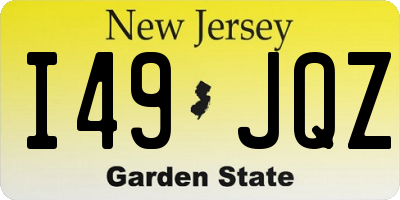 NJ license plate I49JQZ