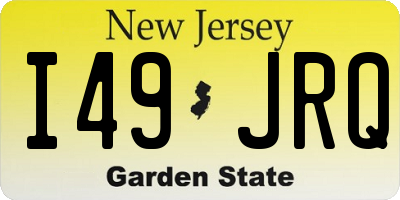 NJ license plate I49JRQ