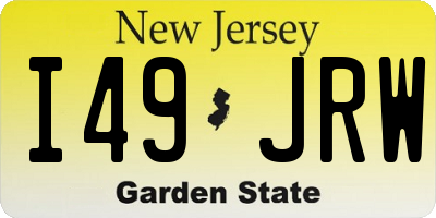 NJ license plate I49JRW