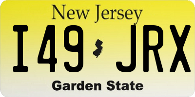 NJ license plate I49JRX