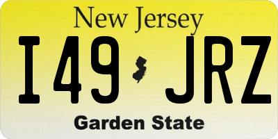 NJ license plate I49JRZ