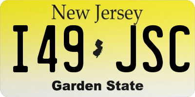 NJ license plate I49JSC