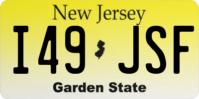 NJ license plate I49JSF