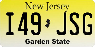 NJ license plate I49JSG