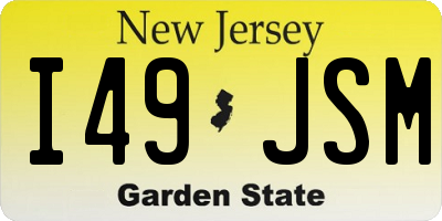 NJ license plate I49JSM