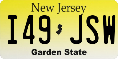 NJ license plate I49JSW
