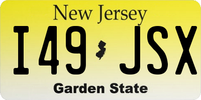 NJ license plate I49JSX