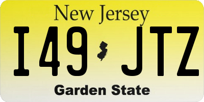 NJ license plate I49JTZ