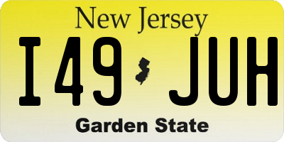 NJ license plate I49JUH