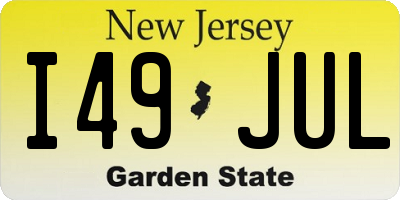 NJ license plate I49JUL
