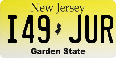 NJ license plate I49JUR