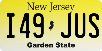 NJ license plate I49JUS