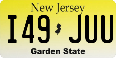 NJ license plate I49JUU